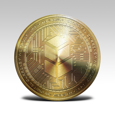 golden coin isolated on white background 3d renderingの写真素材
