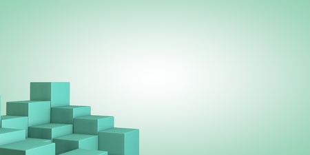abstract image of cubes background in green toned 3d renderingの写真素材