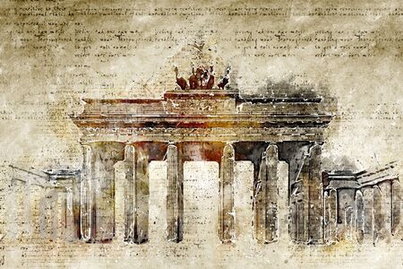 brandenburg gate in modern and abstract vintage lookの写真素材