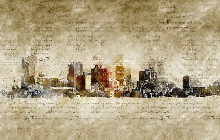 skyline of phoenix in modern and abstract vintage lookの写真素材