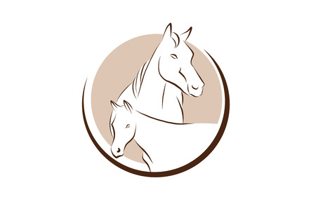 Horse logo hand drawn emblem shape sketchのイラスト素材