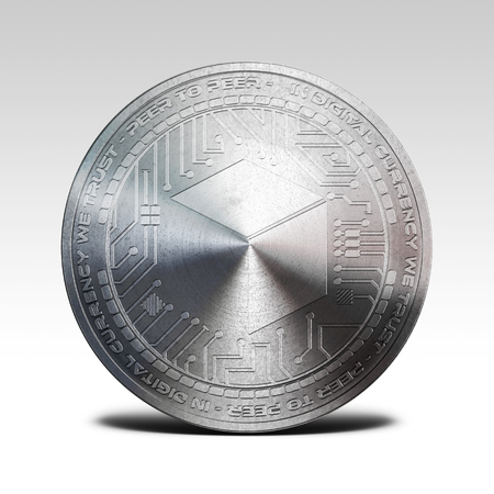 silver brickblock coin isolated on white background 3d renderingの写真素材