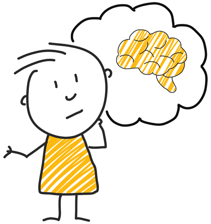 stick man standing and thinking bubble expression illustrationのイラスト素材