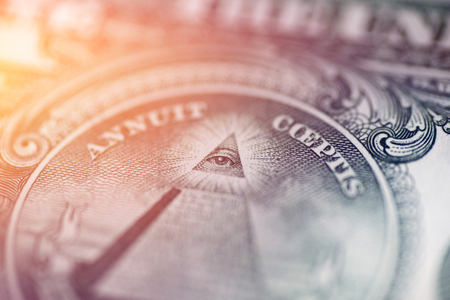 Close up of one dollar money currency usa bill