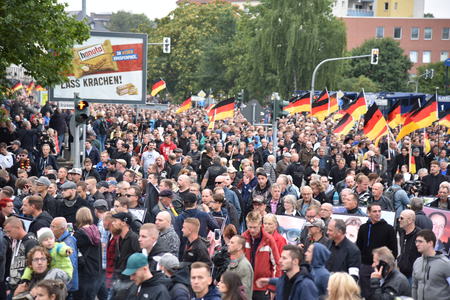 Chemnitz, Germany - September 01, 2018: Afd demonstration Trauermarschのeditorial素材