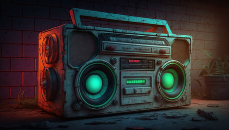 Get groovy with this retro 80s ghetto blaster in eye-catching neon colors. Turn up the volume on nostalgiaの素材