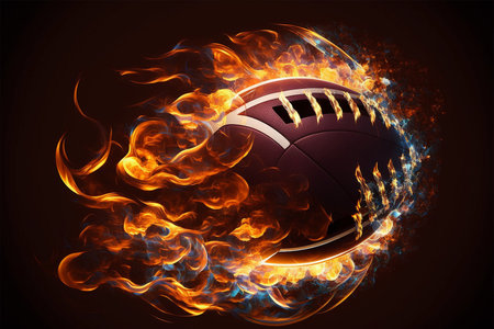 burning american football in flames illustrationの素材