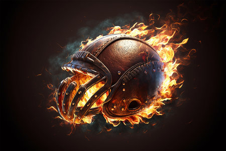burning american football in flames illustrationの素材