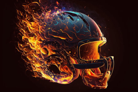 Red Flame Football Helmet: Fiery Protection for the Gameの素材