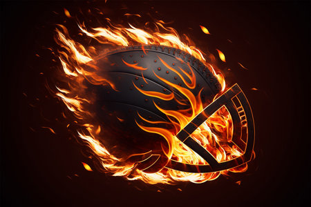 burning american football in flames illustrationの素材