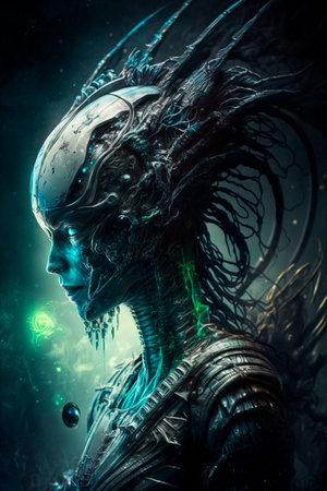 Humanoid alien - combination of human and extraterrestrial AI generated contentの素材