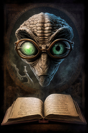 Alien Knowledge Book Wisdom AI generated contentの素材