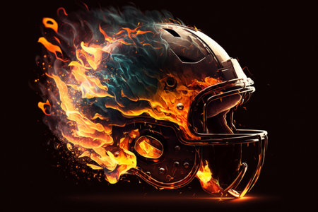 Red Flame Football Helmet: Fiery Protection for the Gameの素材