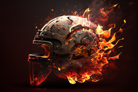 Red Flame Football Helmet: Fiery Protection for the Gameの素材