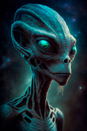 Portrait of a scary alien AI generated contentの素材