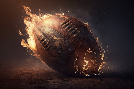 burning american football in flames illustrationの素材
