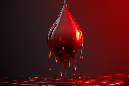 AI illustration 3D blood droplet closeup mirroring microscopeの素材
