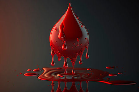 AI illustration 3D blood droplet closeup mirroring microscopeの素材