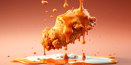 Illustration of tasty fried chicken nuggets delicious AI generated contentの素材