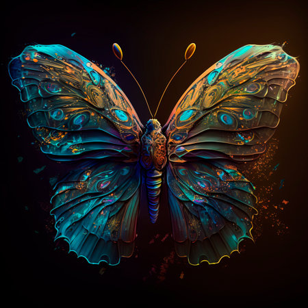 Beautiful close-up illustration of a hyper-realistic butterfly modern artの素材