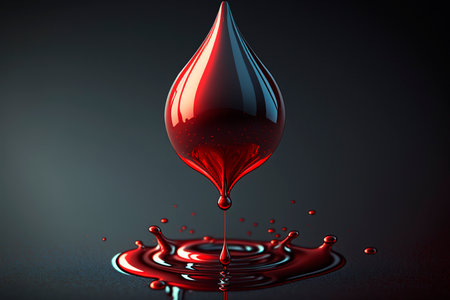 AI illustration 3D blood droplet closeup mirroring microscopeの素材