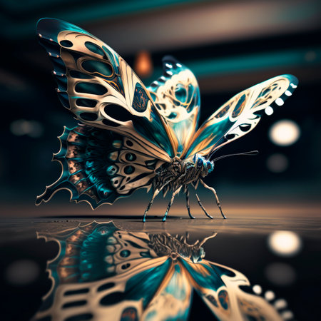 Beautiful close-up illustration of a hyper-realistic butterfly modern artの素材