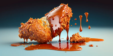 Illustration of tasty fried chicken nuggets delicious AI generated contentの素材