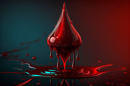 AI illustration 3D blood droplet closeup mirroring microscopeの素材