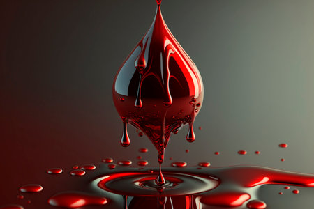 AI illustration 3D blood droplet closeup mirroring microscopeの素材