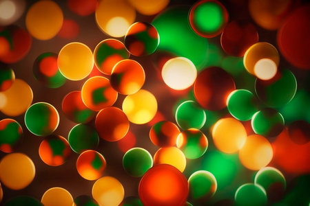 A colorful abstract background of blurred circles blending into each other in a stunning bokeh effect.の素材