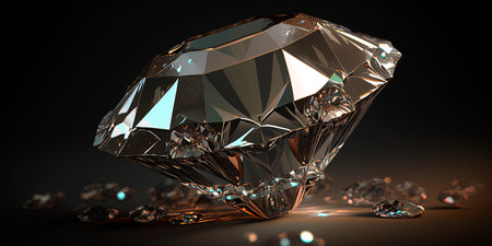 Glimmering and shining, this illustration captures a close-up view of a stunning diamond with beautiful, glittering reflections.の素材