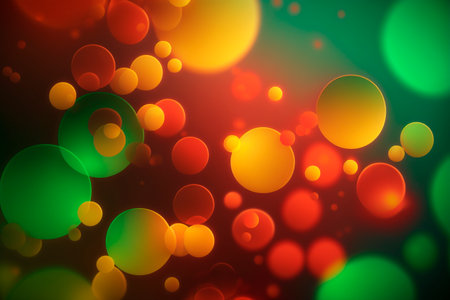 A colorful abstract background of blurred circles blending into each other in a stunning bokeh effect.の素材