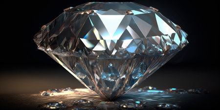Glimmering and shining, this illustration captures a close-up view of a stunning diamond with beautiful, glittering reflections.の素材