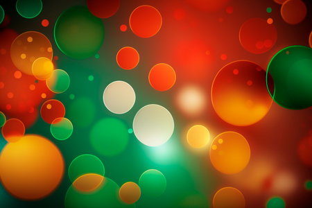 A colorful abstract background of blurred circles blending into each other in a stunning bokeh effect.の素材