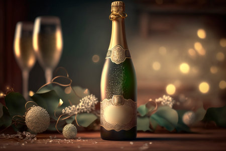Indulge in the unique taste of Champagne, a sparkling wine produced exclusively in the Champagne region of France using specific grape varieties and production methods.の素材