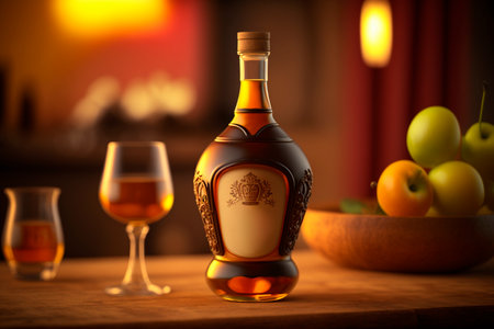 Discover the unique taste of Calvados, a brandy distilled from apples and aged in oak barrels for a minimum of two years in Normandy, Franceの素材