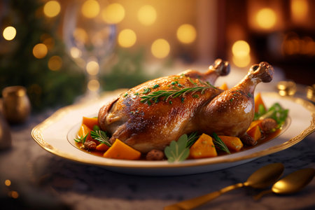 Indulge in the Rich and Tender Delights of Confit de Canard, Slow-Cooked in Its Own Fat with Herbs and Spicesの素材