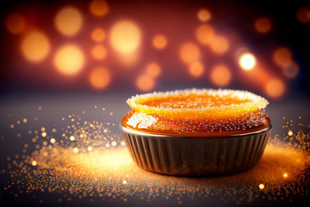 A rich, creamy custard topped with a layer of caramelized sugar, the classic French dessert, Creme Brulee.の素材