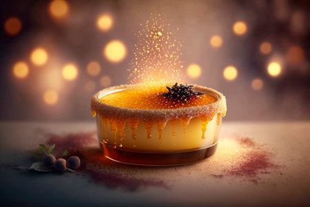 A rich, creamy custard topped with a layer of caramelized sugar, the classic French dessert, Creme Brulee.の素材