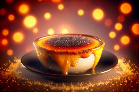 A rich, creamy custard topped with a layer of caramelized sugar, the classic French dessert, Creme Brulee.の素材