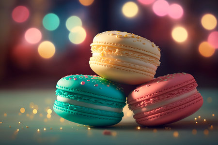 Indulge in the heavenly taste of these colorful French macarons, the perfect treat for any occasionの素材