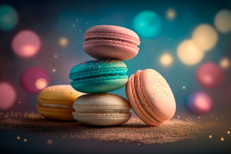 Indulge in the heavenly taste of these colorful French macarons, the perfect treat for any occasionの素材