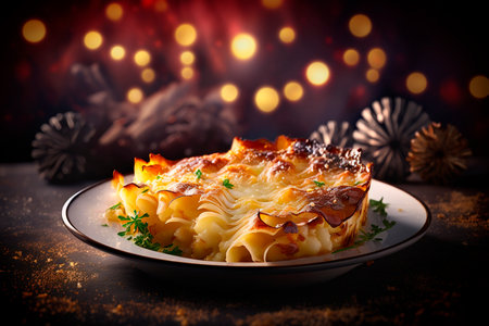 A classic French dish from the Dauphine region, Gratin Dauphinois is made with thinly sliced potatoes, cream, and garlic, baked until golden brown and crispy on top.の素材
