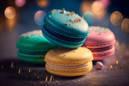 Indulge in the heavenly taste of these colorful French macarons, the perfect treat for any occasionの素材