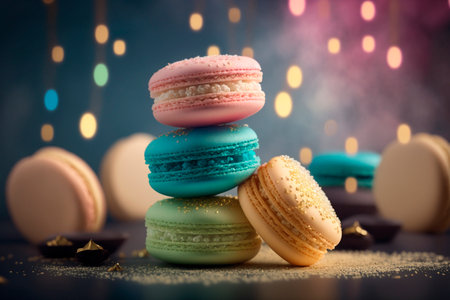 Indulge in the heavenly taste of these colorful French macarons, the perfect treat for any occasionの素材