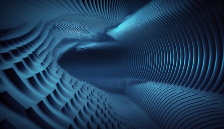 A captivating abstract composition of blue frequencies against a dark backdrop.の素材