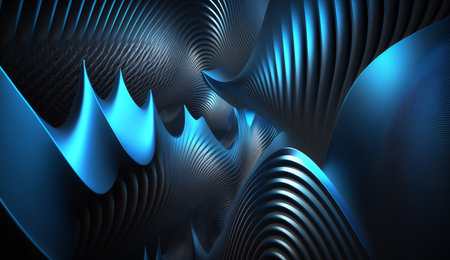 A captivating abstract composition of blue frequencies against a dark backdrop.の素材