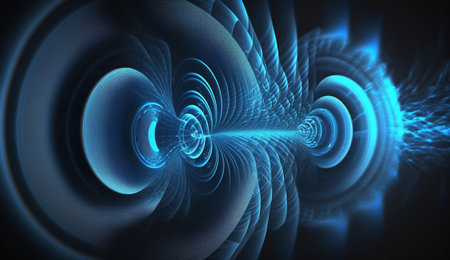 A captivating abstract composition of blue frequencies against a dark backdrop.の素材