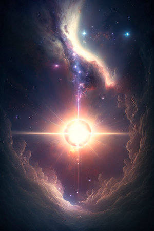 Imaginative illustration of a distant galaxy - stars in the sky - astronomy - AI generated contentの素材