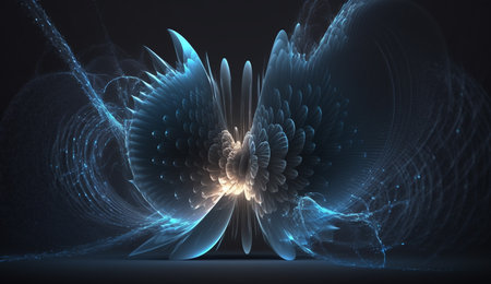 A captivating abstract composition of blue frequencies against a dark backdrop.の素材